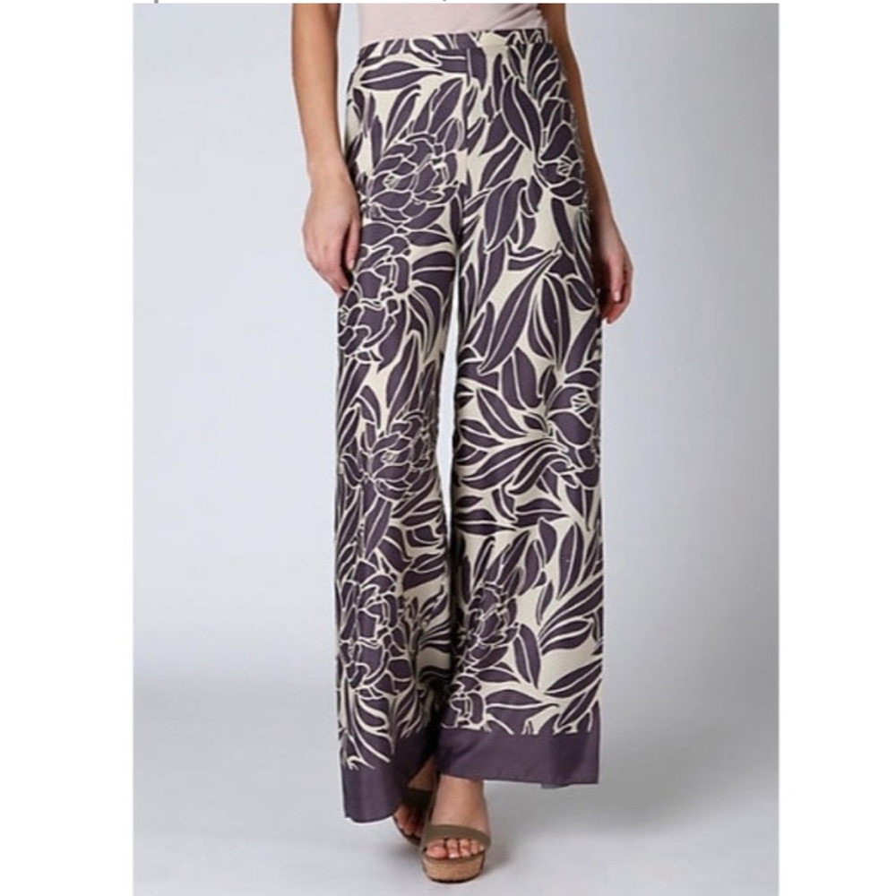 Anthropologie Leifnotes White Lotus Blooms Flare Palazzo Pants in Size 4